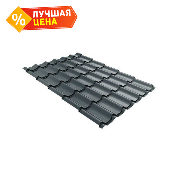 Металлочерепица Grand Line Classic (Классик) 0,5 GreenCoat Pural Matt BT RAL 7016 Антрацитово-серый